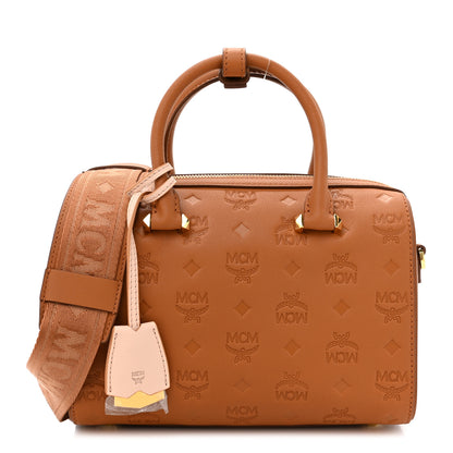 MCM Calfskin Ottomar Monogram Essential Boston Bag Cognac 1 of 10