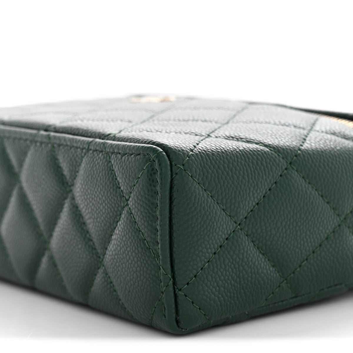Chanel Caviar Quilted Top Handle Slim Vanity With Chain Dark Green 10 of 11