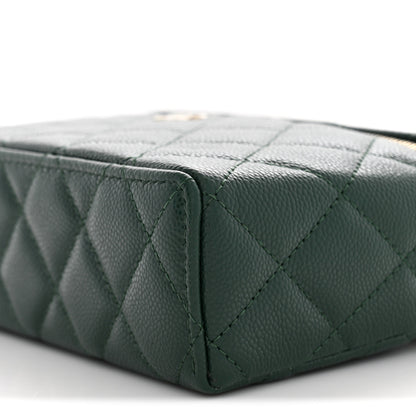Chanel Caviar Quilted Top Handle Slim Vanity With Chain Dark Green 10 of 11
