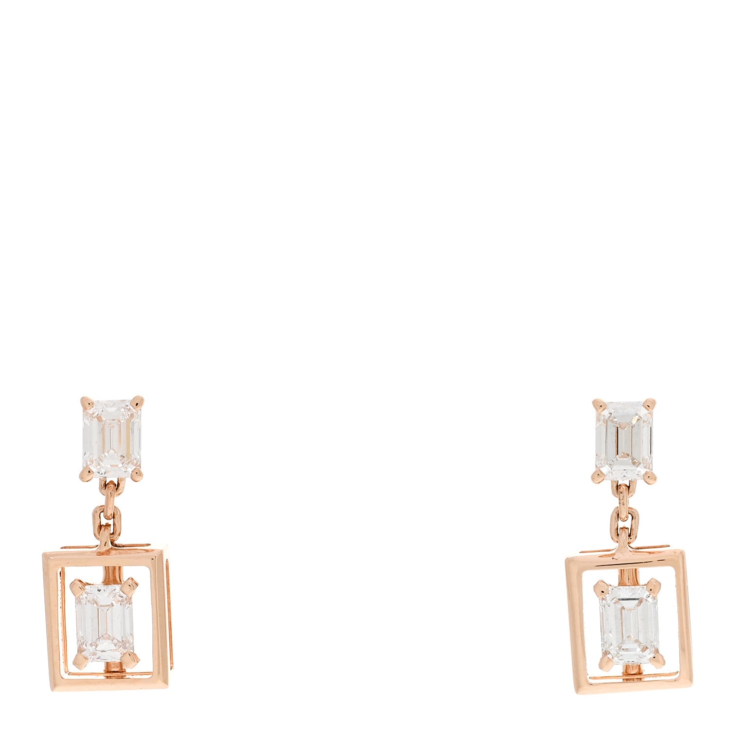 Tiffany 18K Rose Gold Diamond Jewel Box Drop Earrings 1 of 5