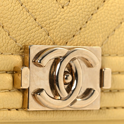 Chanel Caviar Chevron Quilted Boy Wallet On Chain WOC Yellow 12 of 14