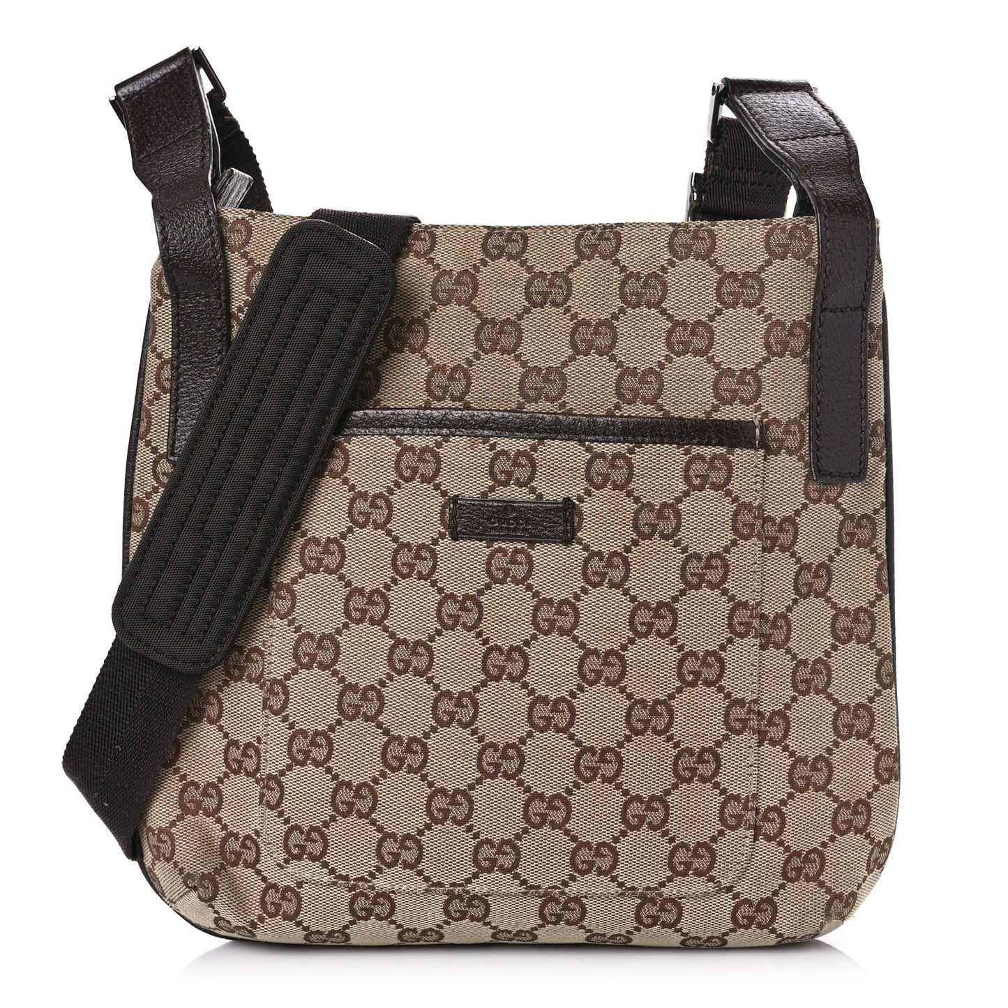 Monogram Flat Messenger Bag Dark Brown