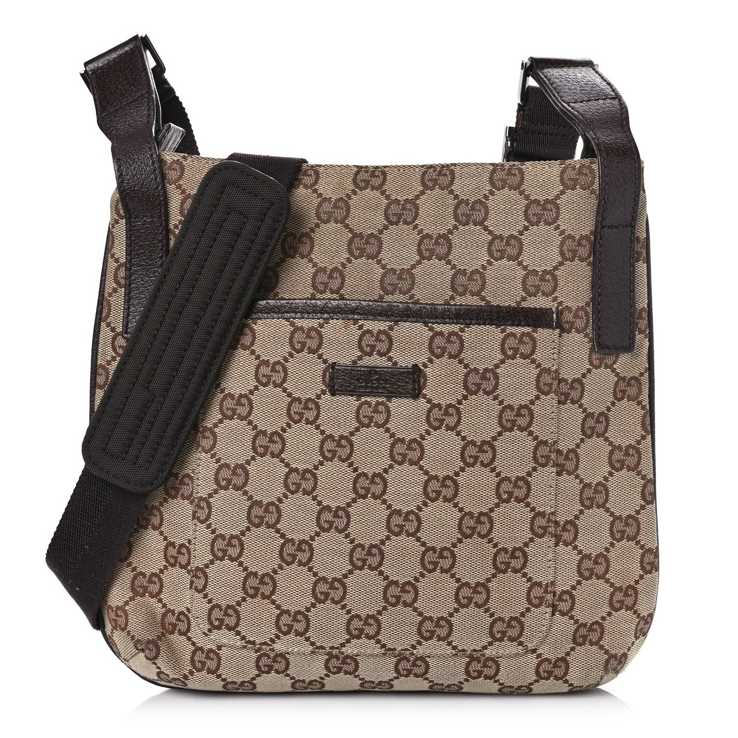 Gucci Monogram Flat Messenger Bag Dark Brown 1 of 13