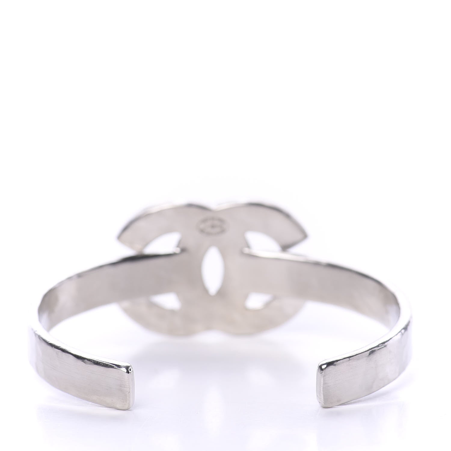Chanel Hammered CC Cuff Silver Blue White 3 of 5
