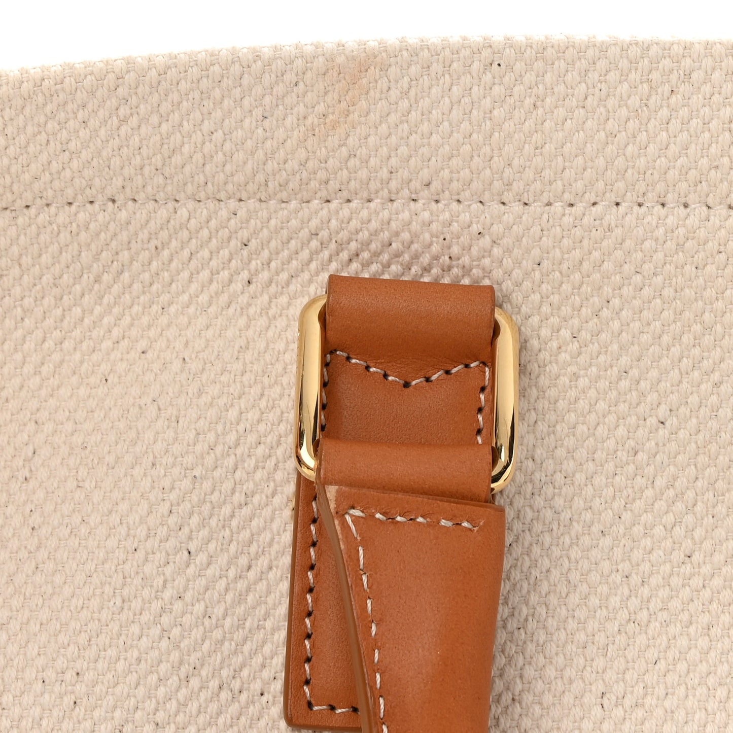 Canvas Calfskin Horizontal Cabas Natural Tan
