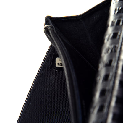 Chanel Aged Calfskin Striped Reissue Wallet On Chain WOC Black 8 of 10