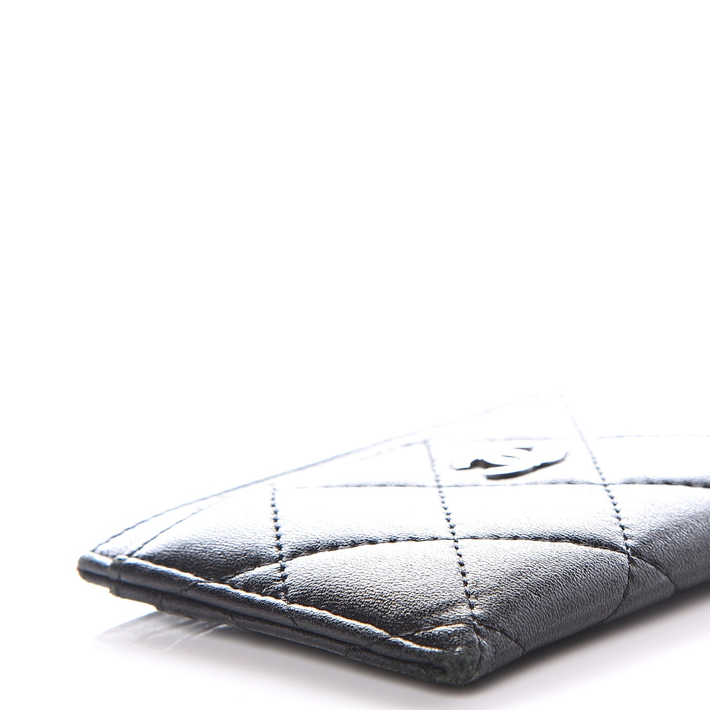 Lambskin Quilted Card Holder Black