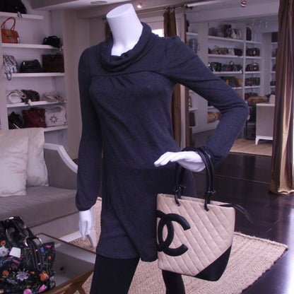 Chanel Calfskin Quilted Small Cambon Tote Beige Black 2 of 11