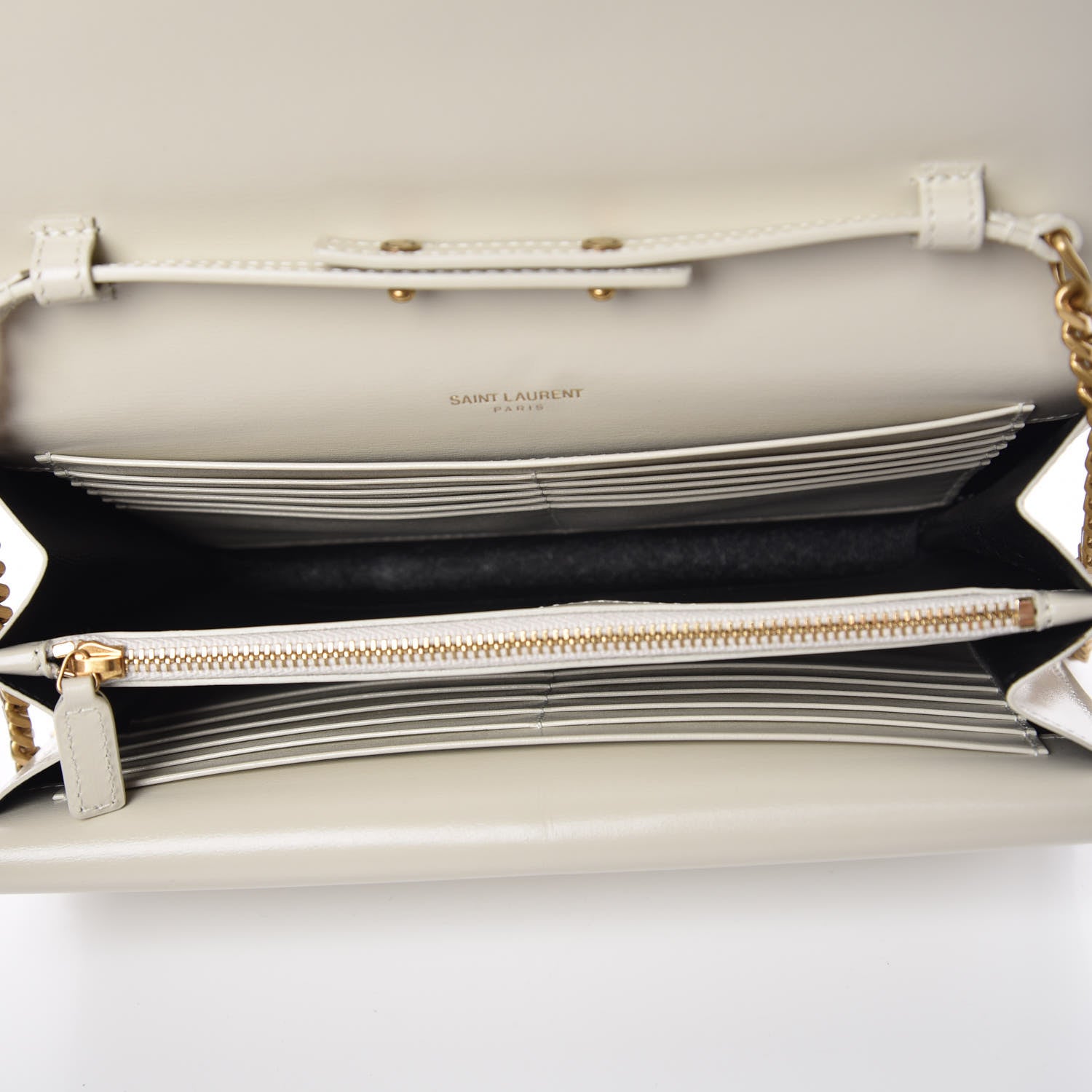 Saint Laurent Smooth Calfskin Monogram Sulpice Chain Wallet White 5 of 7