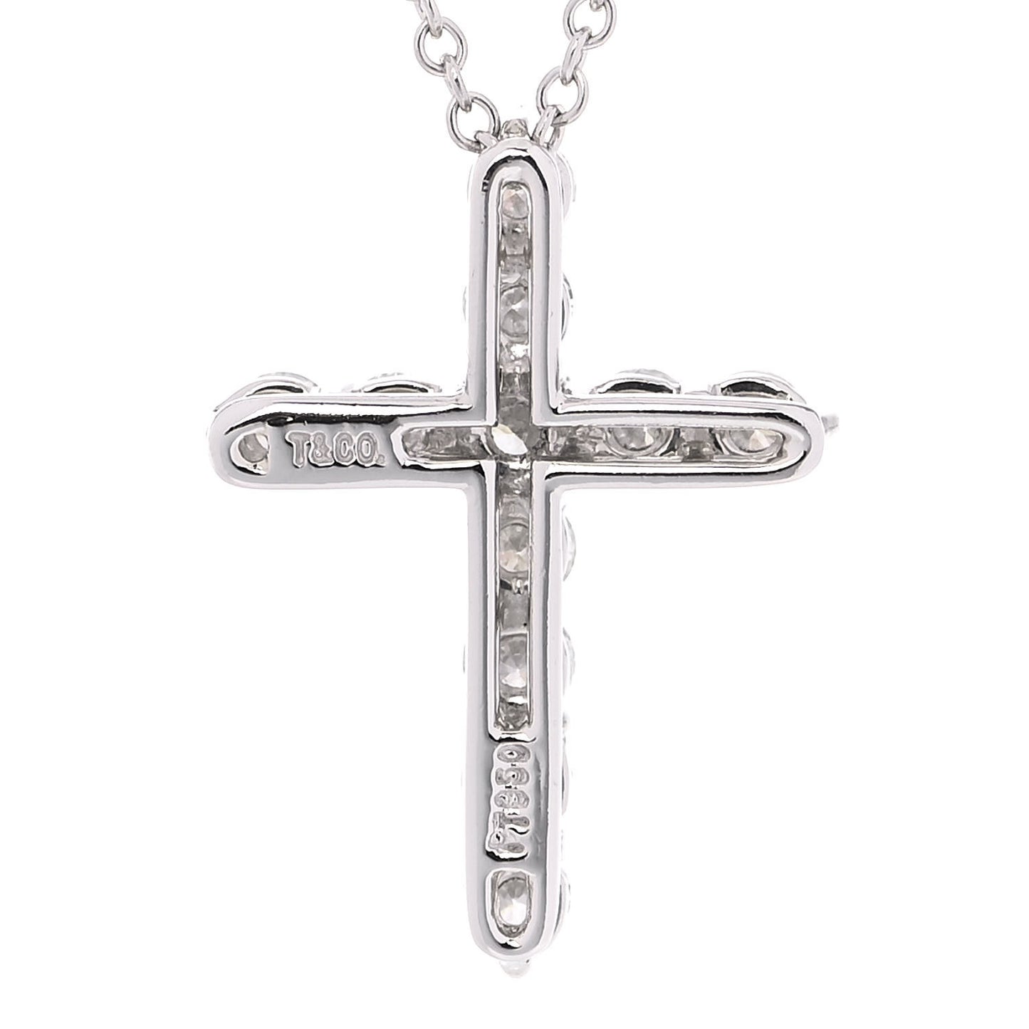 Platinum Diamond Small Cross Pendant Necklace