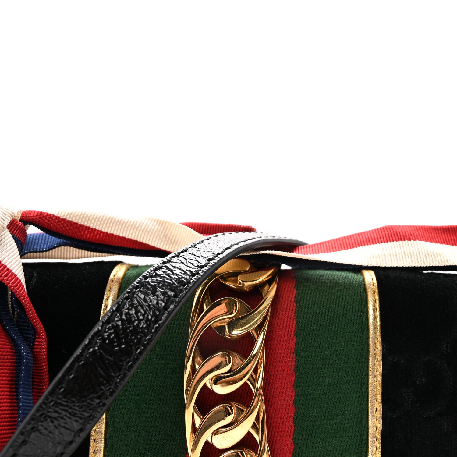 Gucci Velvet GG Monogram Small Sylvie Top Handle Bag Black 8 of 10