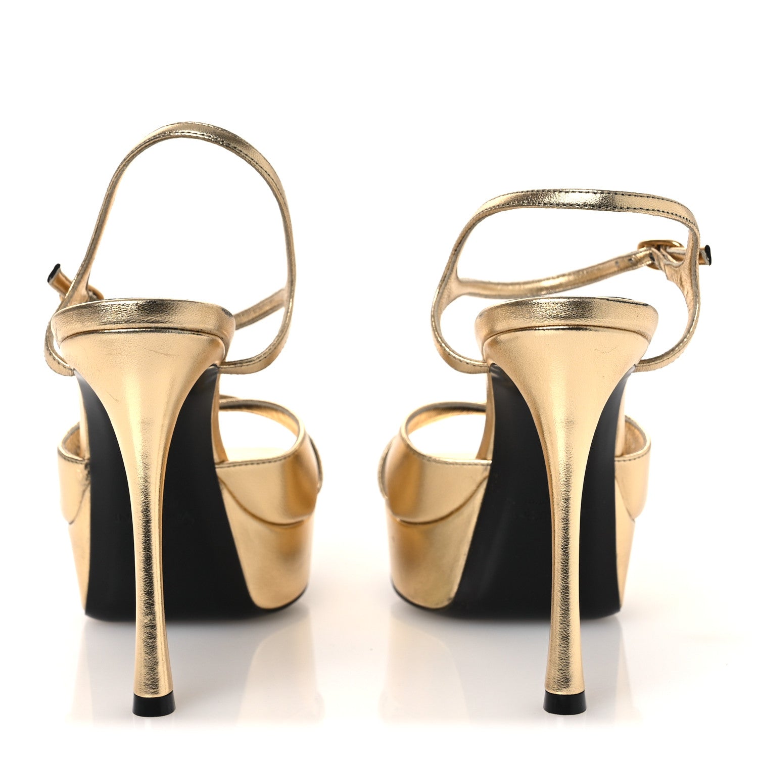 Saint Laurent Metallic Calfskin Debbie 85 Platform Sandals 38 Egypt Gold 3 6 of 13