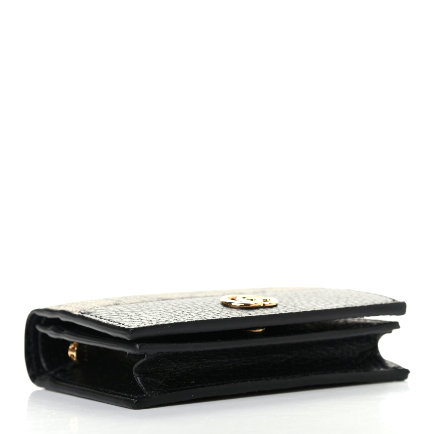 Gucci Dollar Calfskin GG Supreme Monogram GG Marmont Card Case Black Beige Ebony 4 of 7