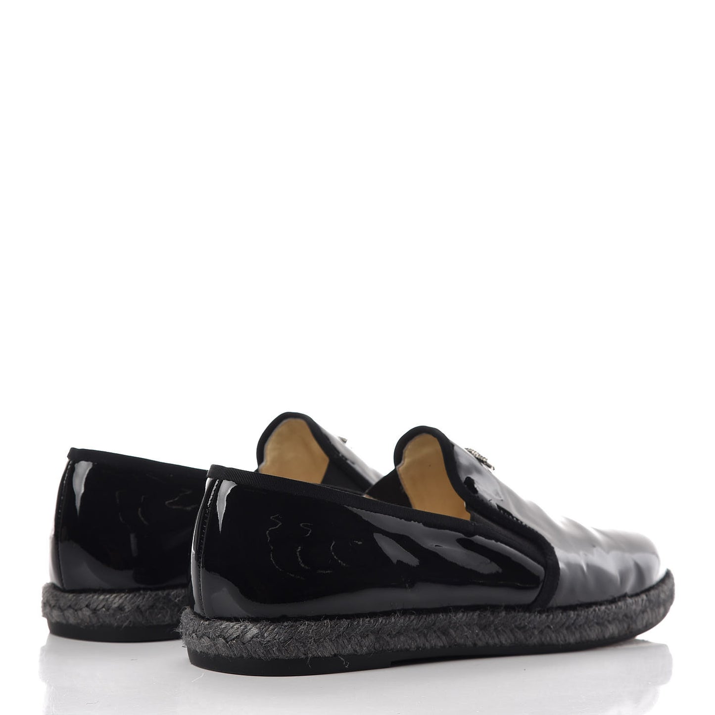 Patent Calfskin CC Mocassin Loafer Espadrilles 40.5 Black