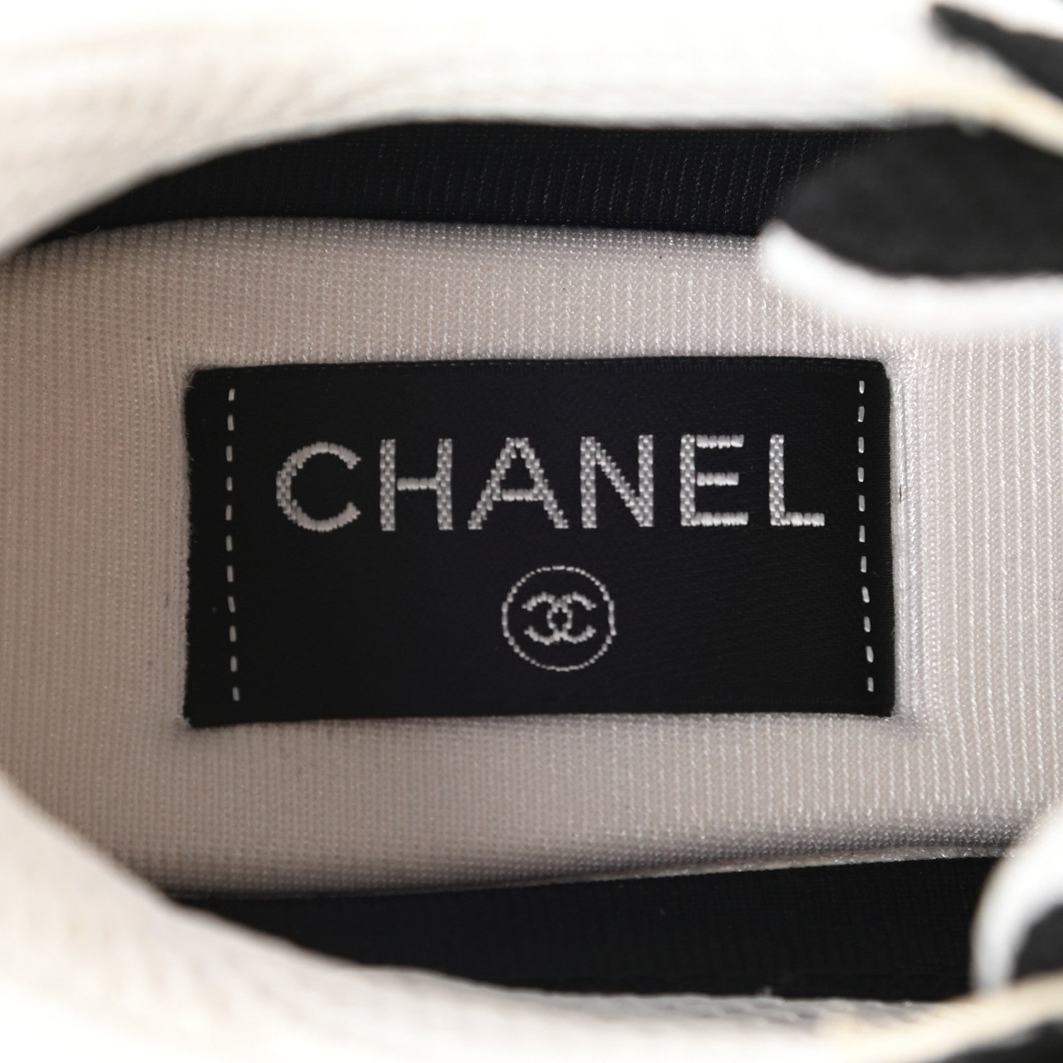 Chanel Mesh Suede Grained Calfskin Womens CC Sneakers 38.5 Black White 6 of 9