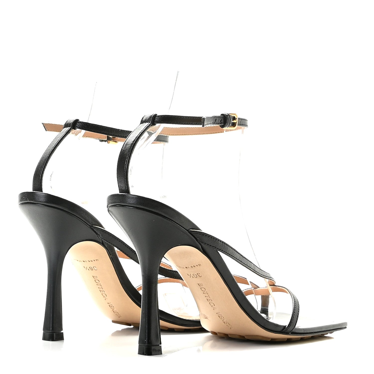 Bottega Veneta Lambskin Stretch Multi Strap 90mm Sandals 36.5 Black 4 of 14