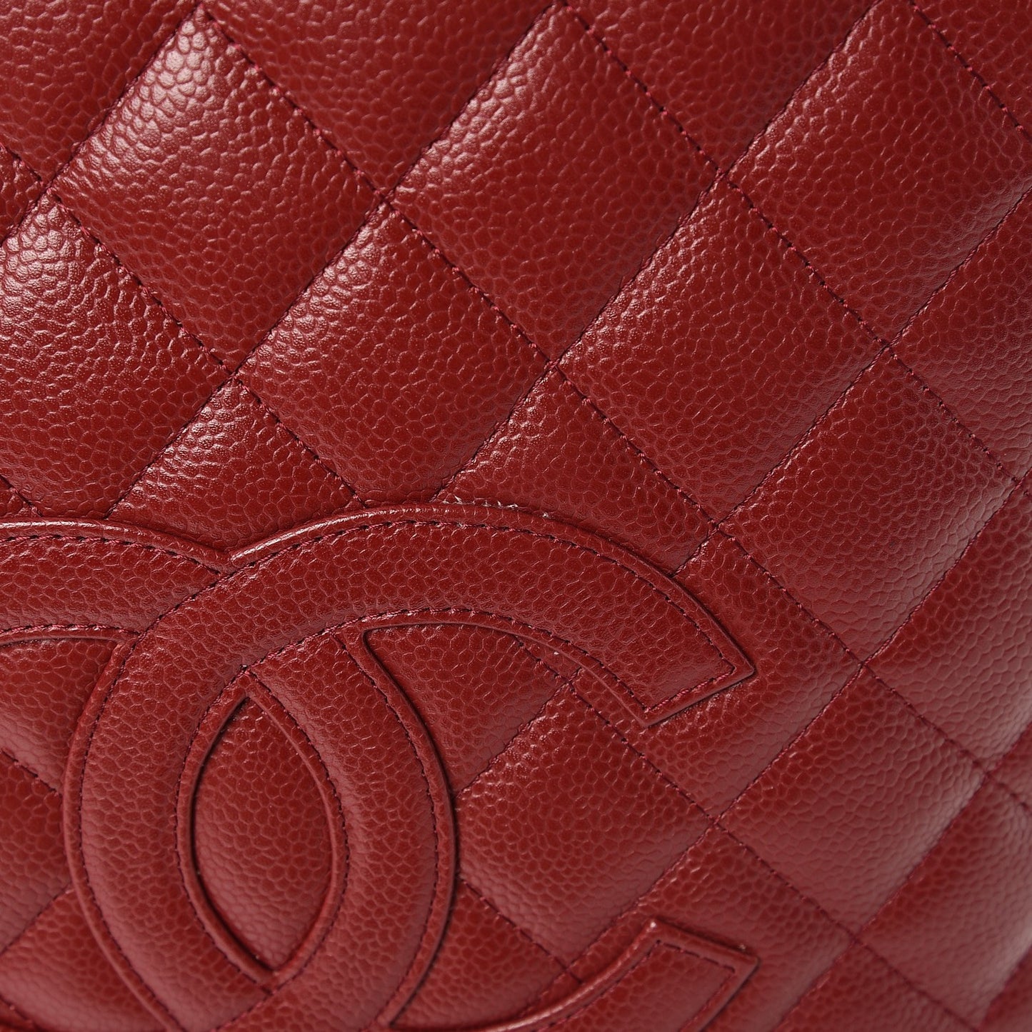 Caviar Quilted Petit Shopping Tote PST Dark Red