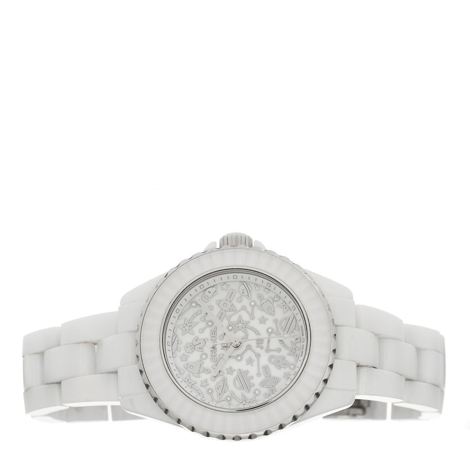 Chanel Stainless Steel Ceramic Diamond 33mm J12 Limited Edition Quartz Watch White 2 of 5