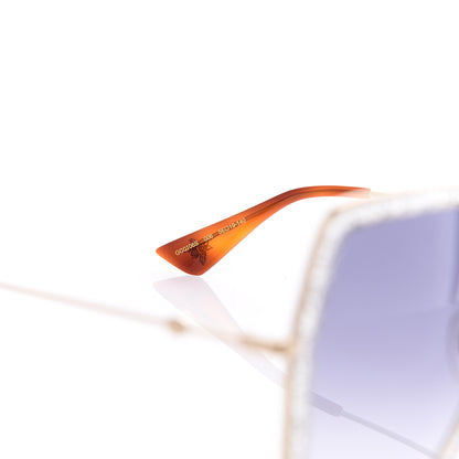 Gucci Glitter Acetate Oversize Square Frame Sunglasses GG0106S Gold 5 of 8
