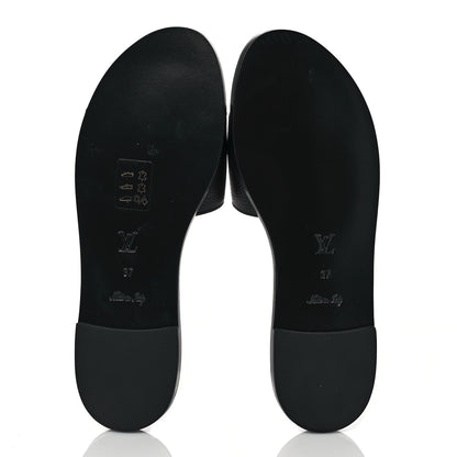 Louis Vuitton Calfskin Lock It Flat Mule 37 Black 5 of 8