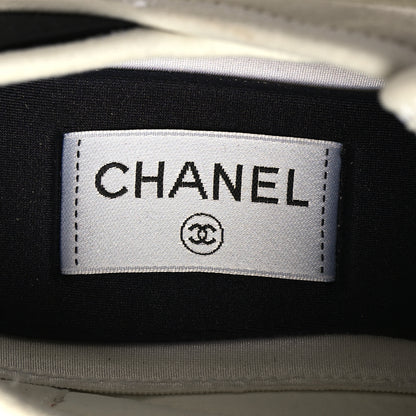 Chanel Velvet Calfskin Mixed Fibers CC Sneakers 39.5 Ivory Black 8 of 8