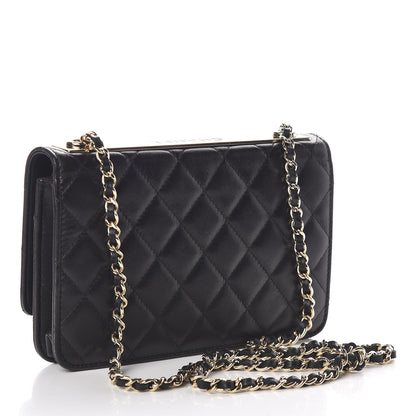 Chanel Lambskin Quilted Trendy CC Wallet On Chain WOC Black 3 of 12