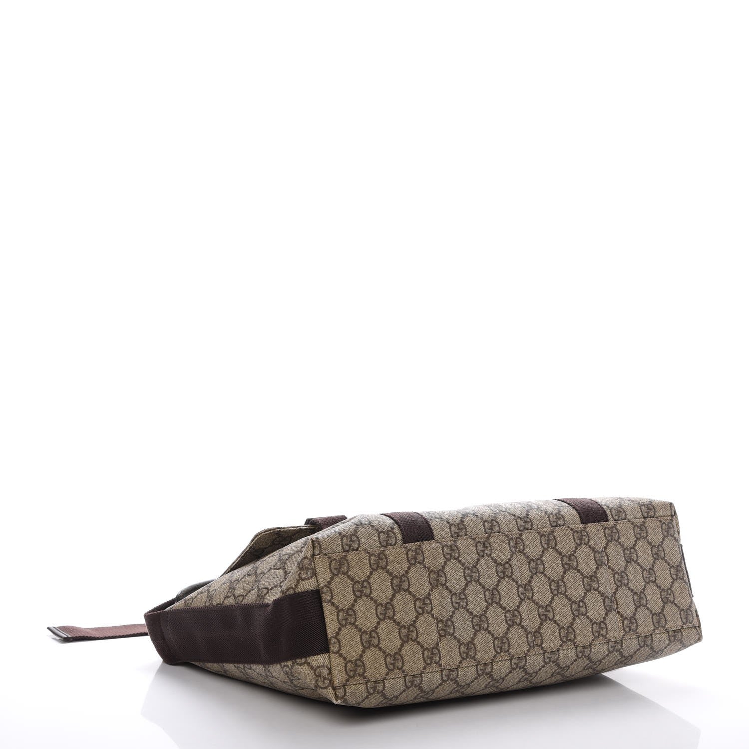 Gucci GG Plus Monogram Large Double Buckle Flap Messenger Bag Beige Dark Brown 4 of 12