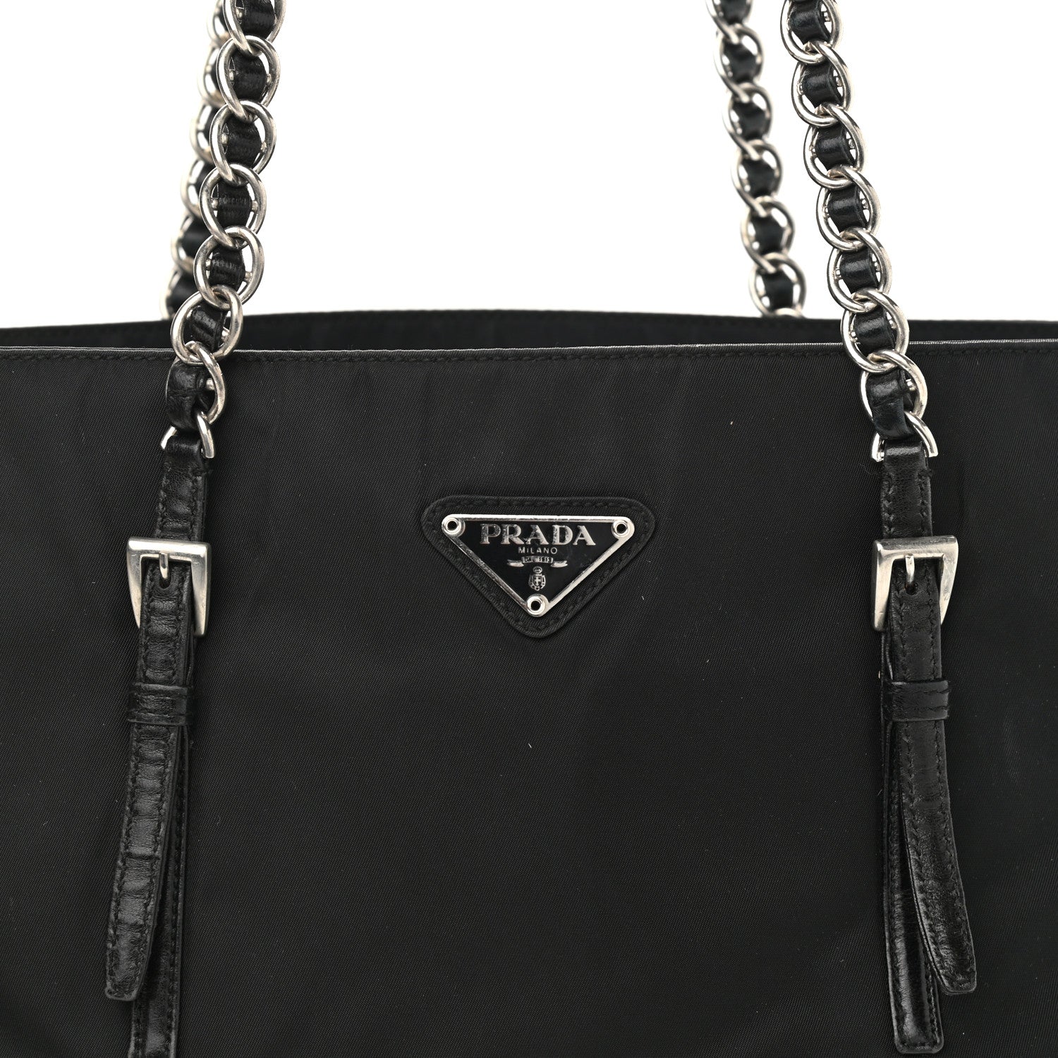 Prada Nylon Tessuto Acciaio Chain Shoulder Bag Black 8 of 10