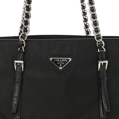 Prada Nylon Tessuto Acciaio Chain Shoulder Bag Black 8 of 10