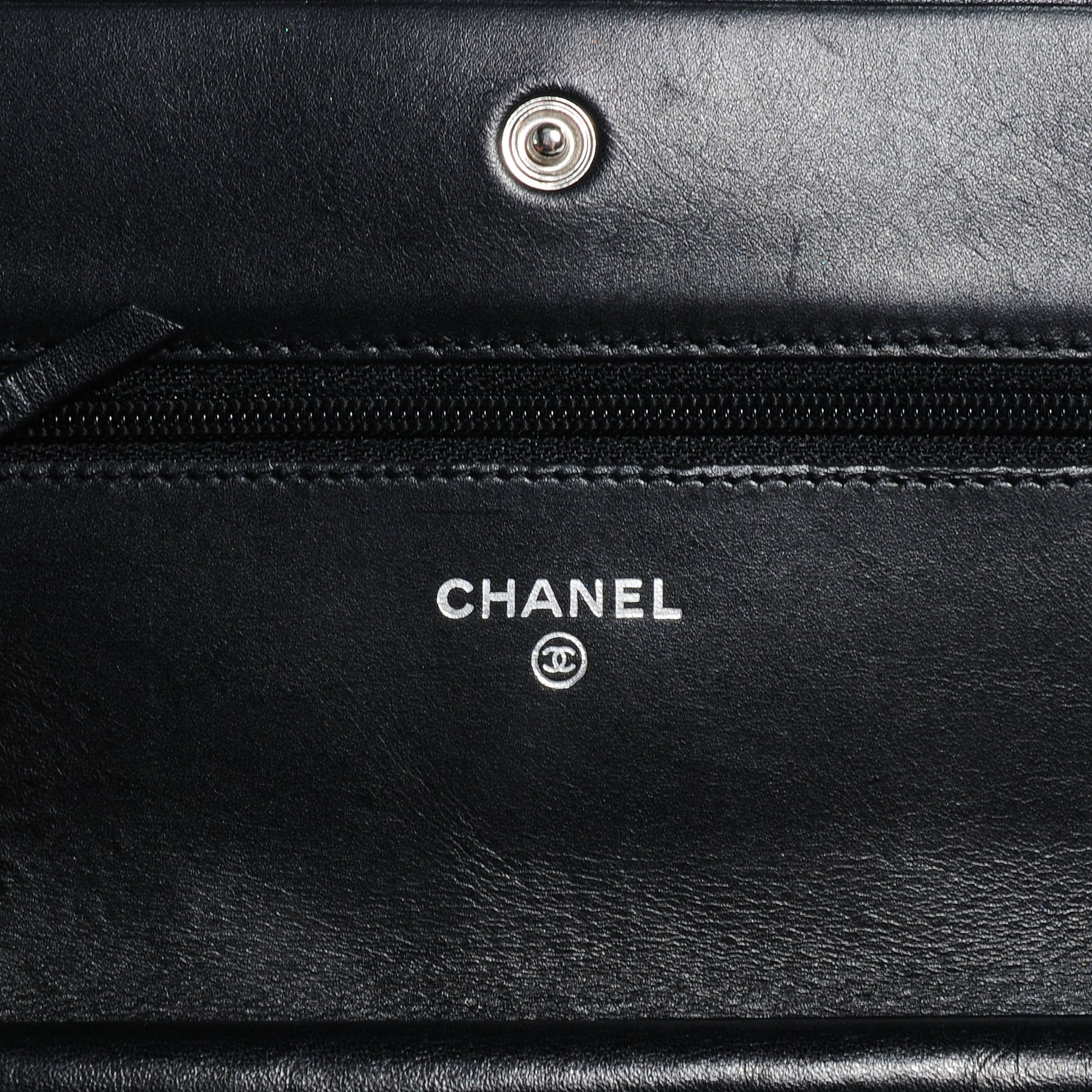 Chanel Leather Quilted Cambon Wallet on Chain WOC Black Silver 6 of 8