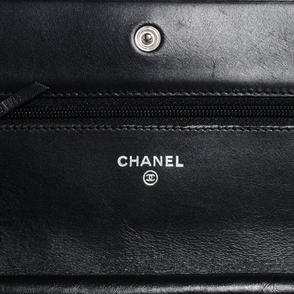 Chanel Leather Quilted Cambon Wallet on Chain WOC Black Silver 6 of 8