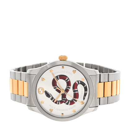 Gucci Stainless Steel 38mm G-Timeless Two Tone Snake Quartz Watch 2 of 5