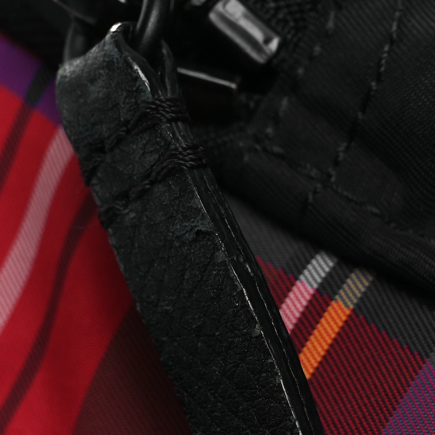 Nylon Tartan Large Rucksack Backpack