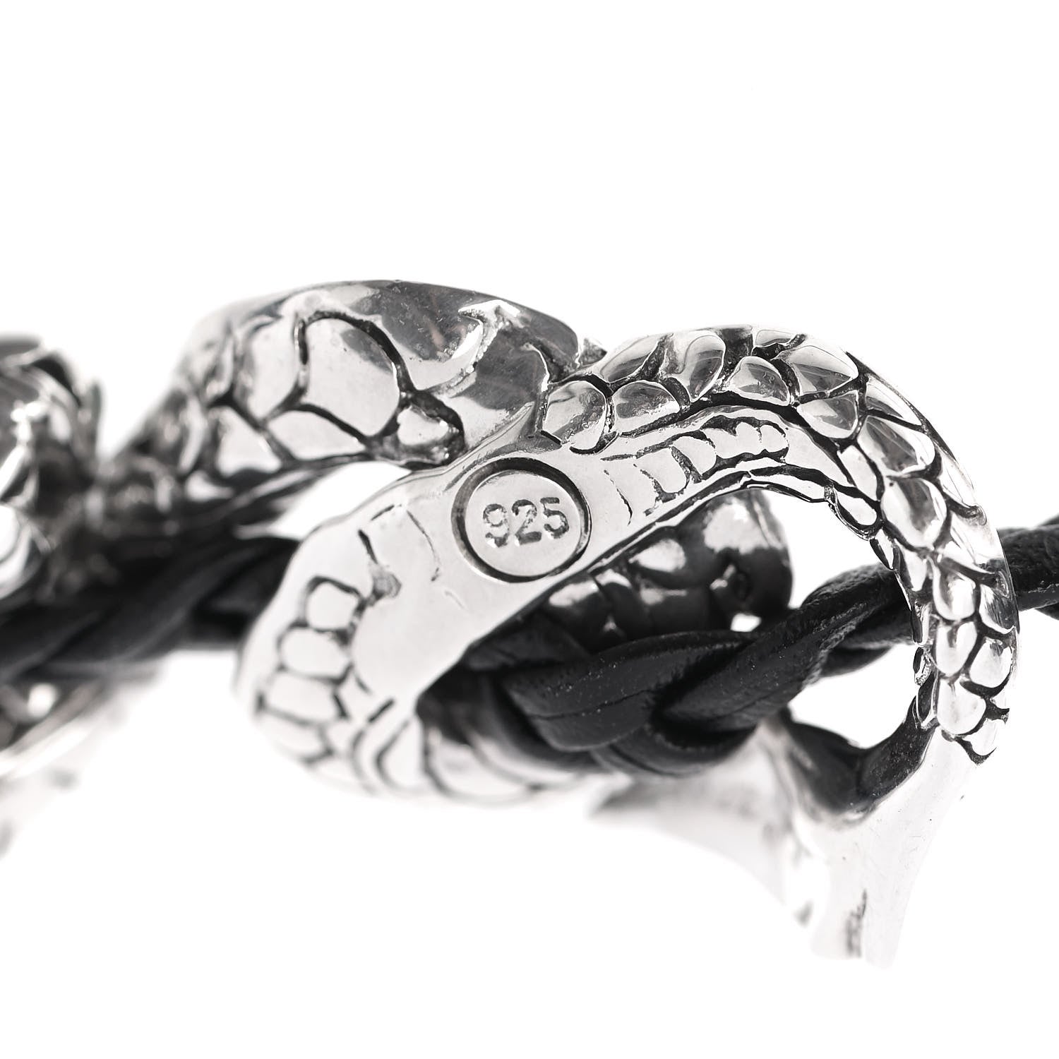 John Hardy Sterling Silver Leather Naga Dragon Triple Wrap Bracelet Black 5 of 5