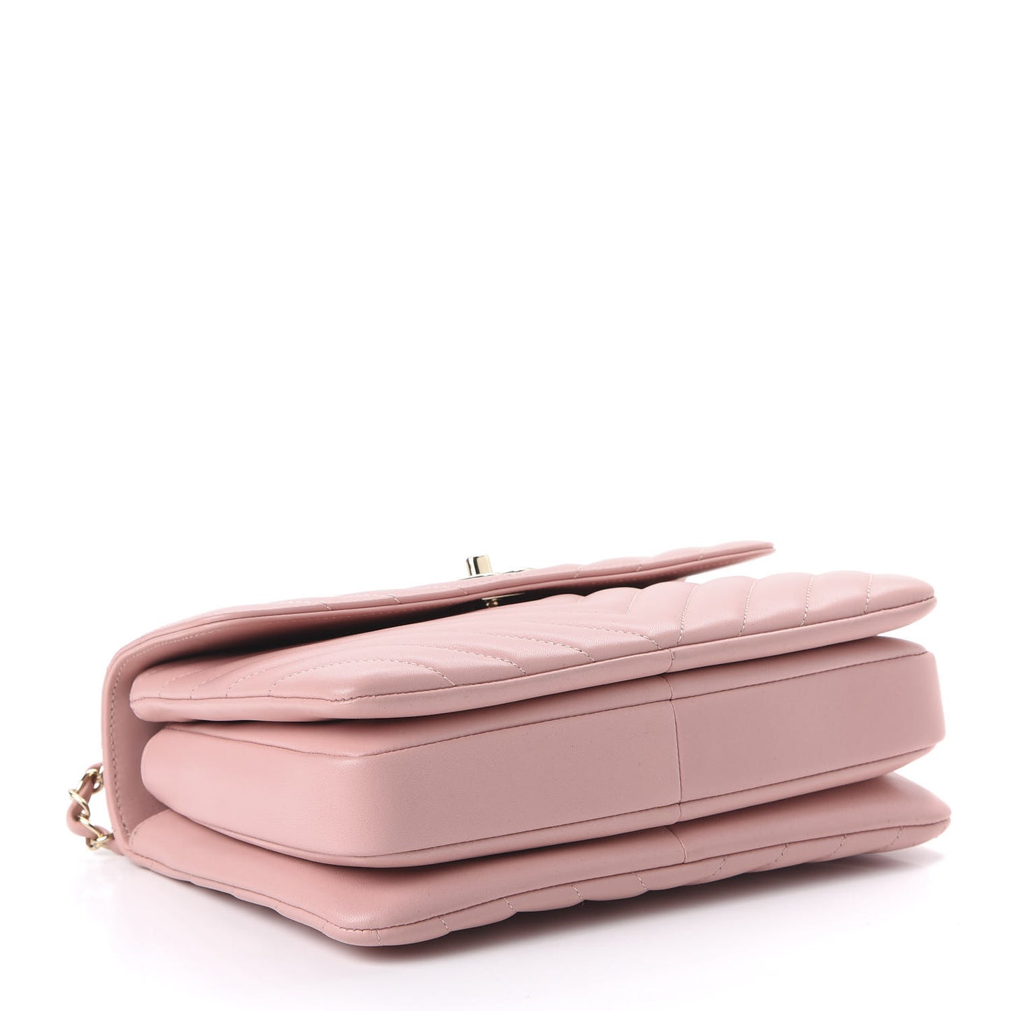 Lambskin Chevron Quilted Small Trendy CC Dual Handle Flap Bag Light Pink