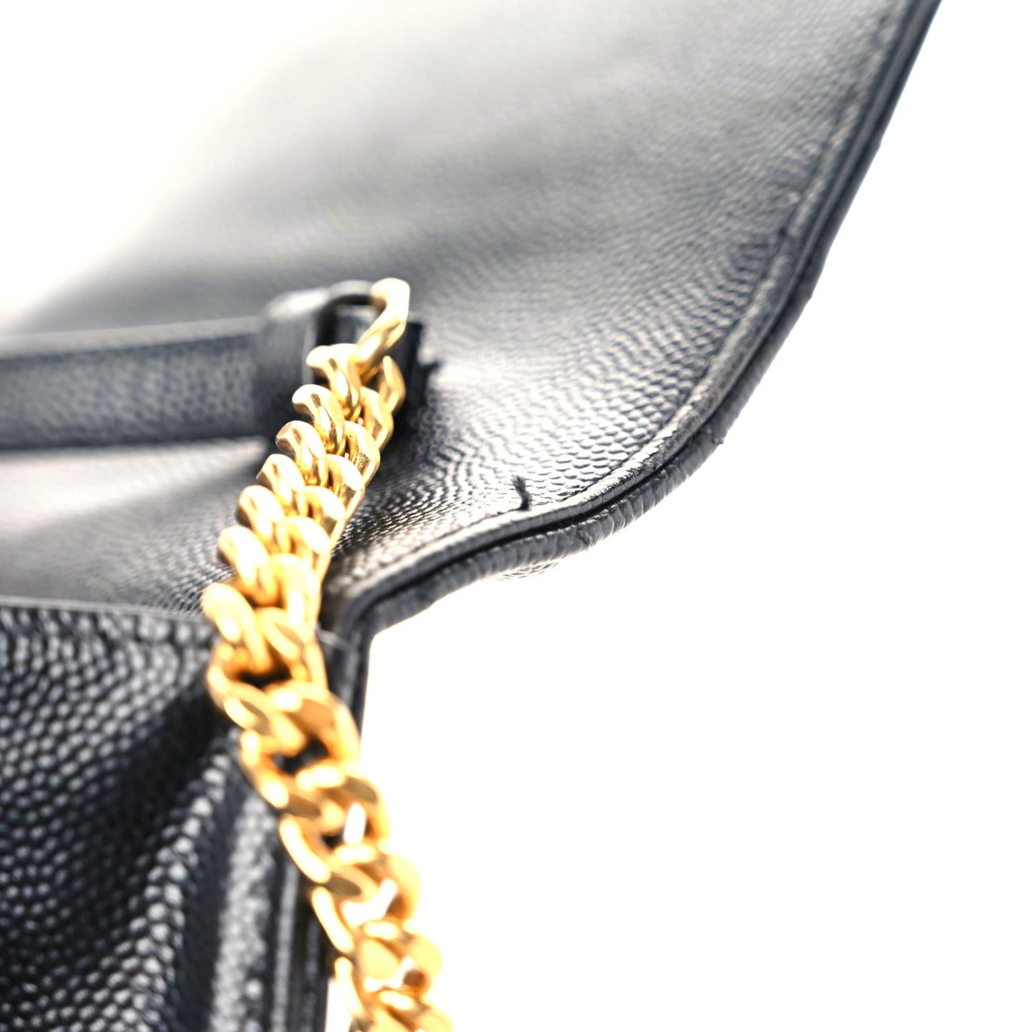 Grain De Poudre Matelasse Chevron Monogram Chain Wallet Black