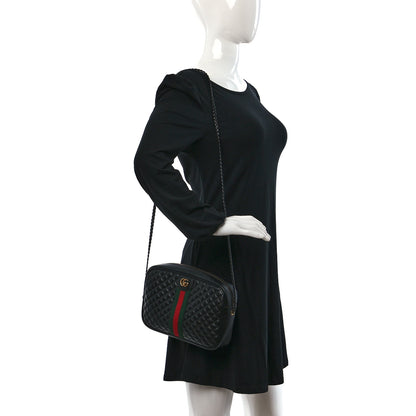 Gucci Calfskin Web Trapuntata Small GG Shoulder Bag Black 2 of 9