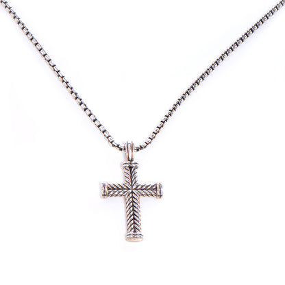 David Yurman Sterling Silver Chevron Cross Necklace 1 of 5