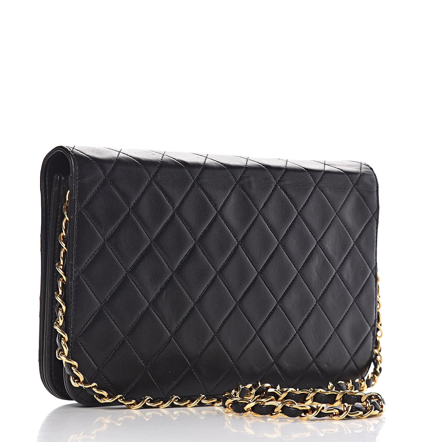 Lambskin Quilted Small Single Flap Bag Black