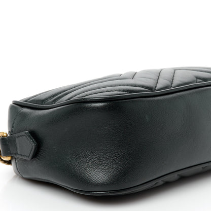 Gucci Calfskin Matelasse Small GG Marmont Chain Shoulder Bag Black 10 of 12