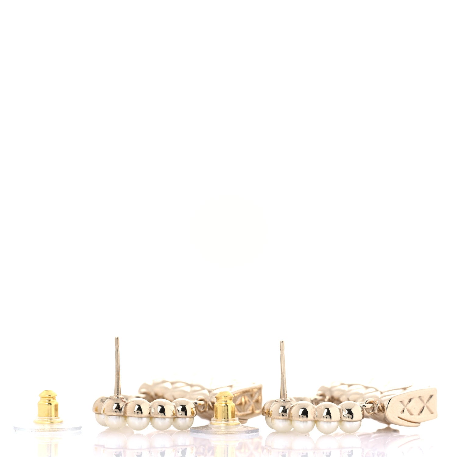 Chanel Pearl Quilted CC Flap Bag Earrings Gold 3 of 6