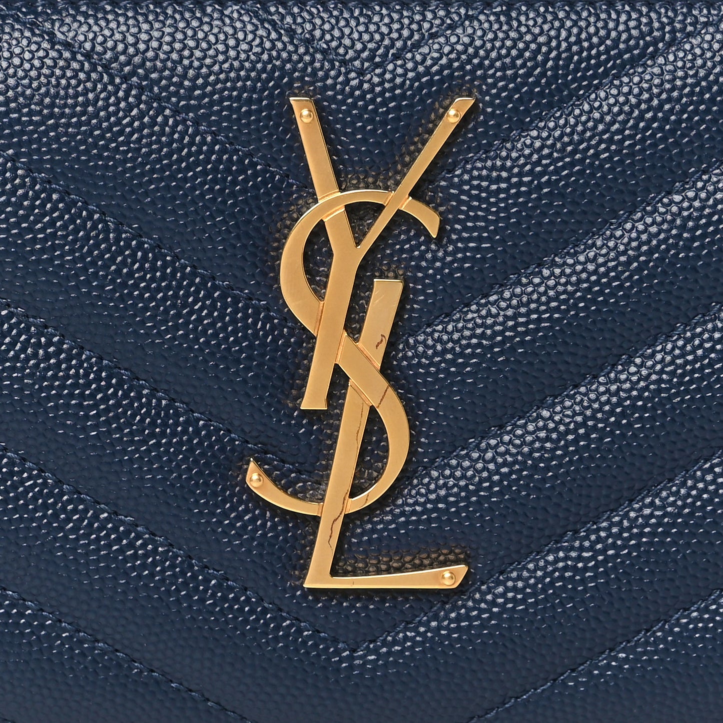 Grain De Poudre Matelasse Chevron Monogram Zip Around Wallet Deep Marine
