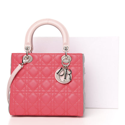 Christian Dior Lambskin Cannage Medium Tri-Color Lady Dior Fuchsia 10 of 10