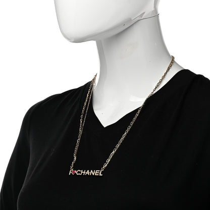 Chanel Quilted I Heart Chanel Logo Necklace Gold 2 of 6