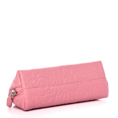 Chanel Lambskin Camellia Embossed Cosmetic Case Pink 4 of 8