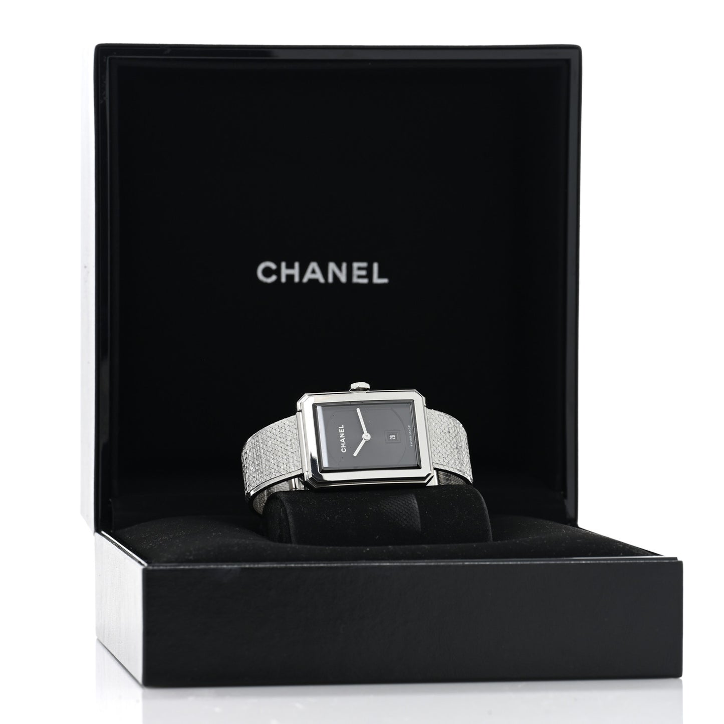 Stainless Steel 26mm Boy-friend Tweed Quartz Watch Black