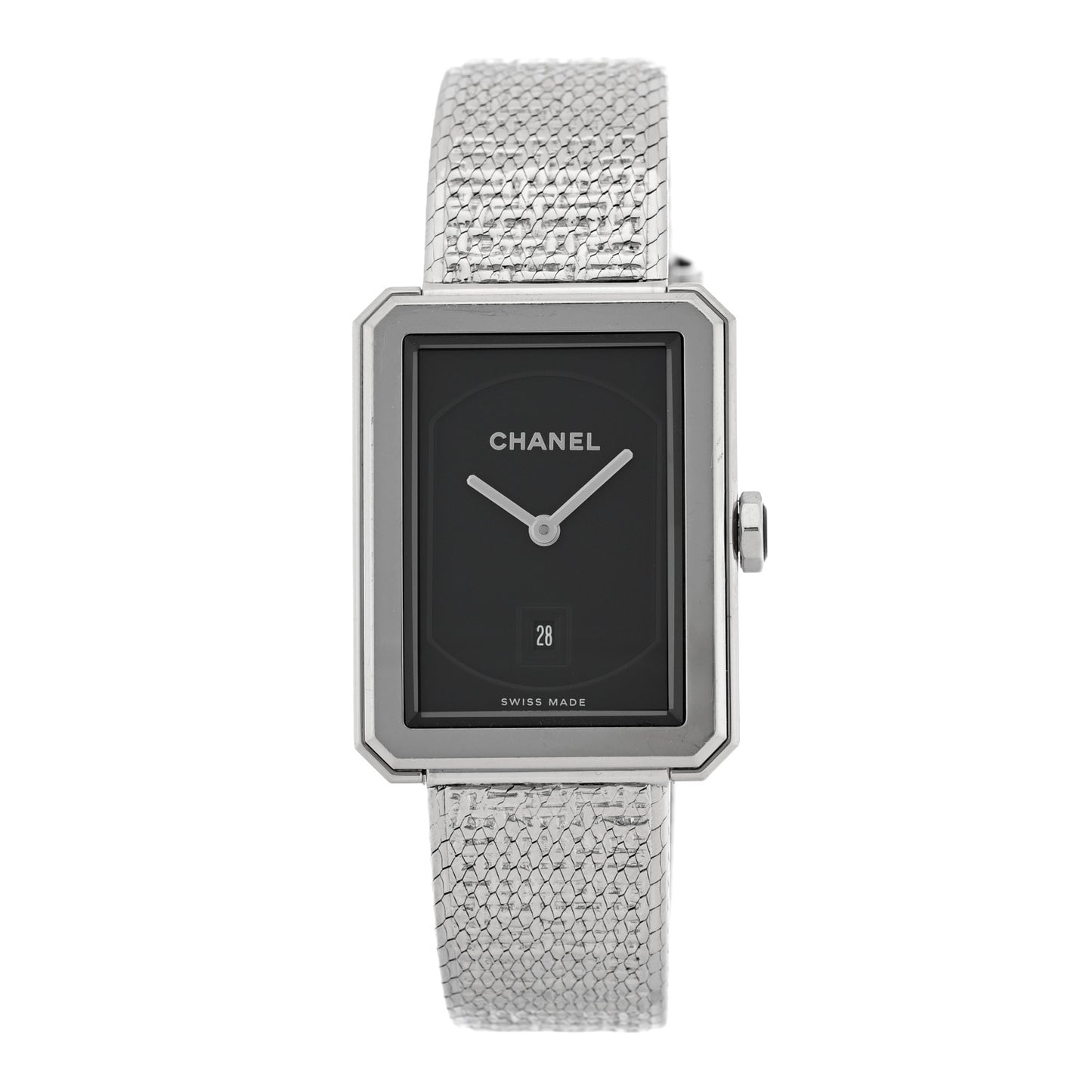 Stainless Steel 26mm Boy-friend Tweed Quartz Watch Black
