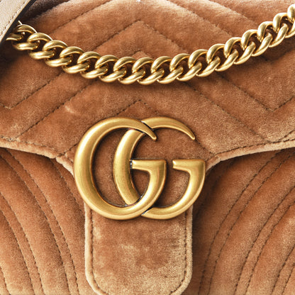 Gucci Velvet Matelasse Small GG Marmont Shoulder Bag Taupe 9 of 9