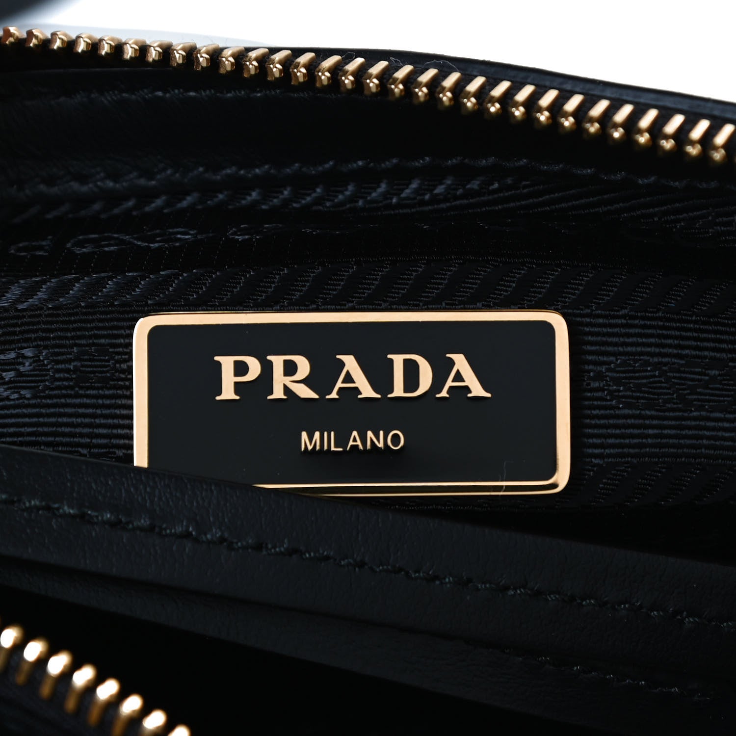 Prada Tessuto Nylon Soft Calf Double Zip Crossbody Bag Black 5 of 10