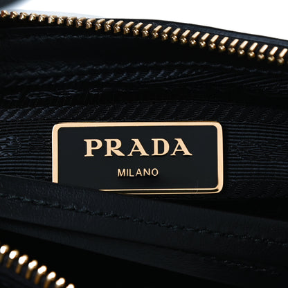 Prada Tessuto Nylon Soft Calf Double Zip Crossbody Bag Black 5 of 10